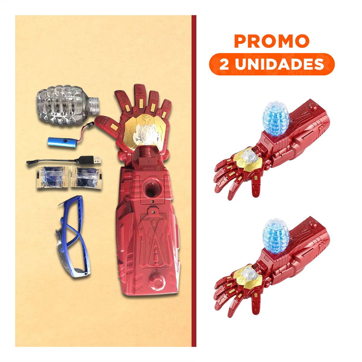 PACK2 PROTESIS PARA DISFRAZ SUPERHEROE HIDROGEL GUINDA CON DISEÑO DE HEROE YREGALO STICKER - 1