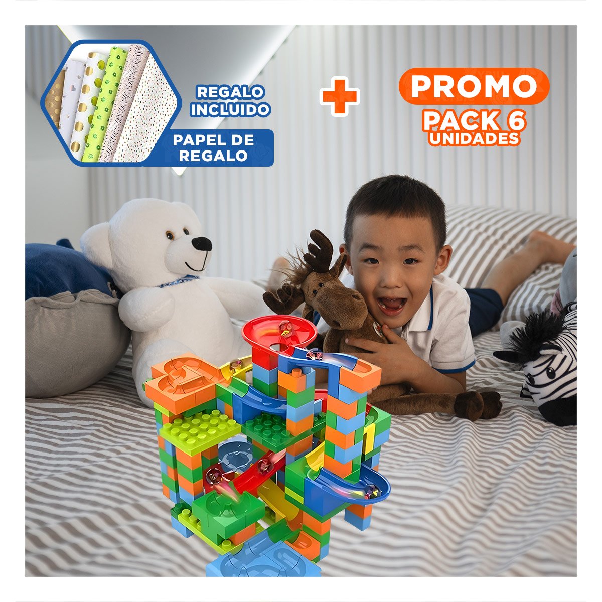 PACK6 RECORRIDO CANICAS 248 PIEZAS PARA DIVERSION EN CASA Y CREATIVO YPAPEL REGALO - 1