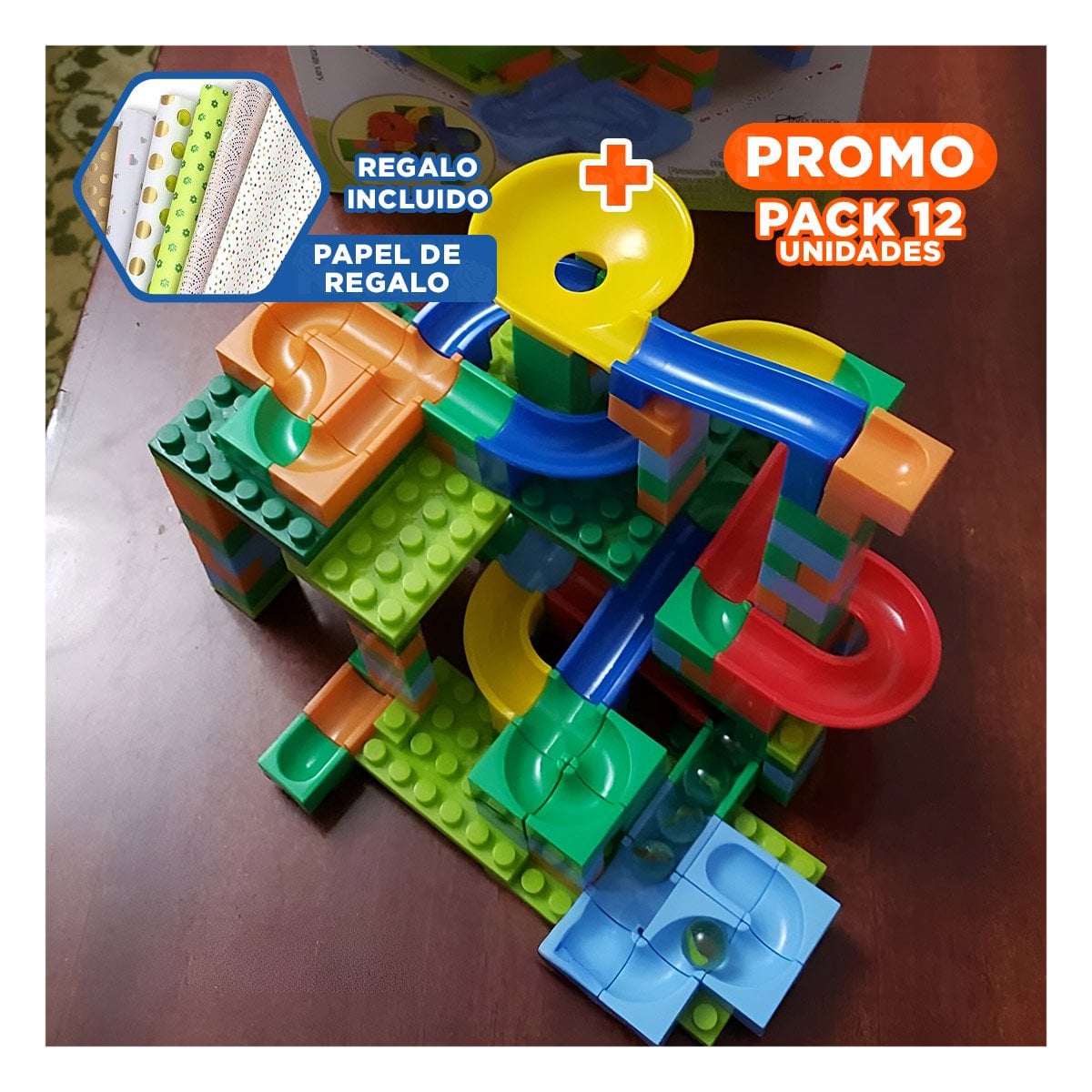 PACK12 CAMINO CANICAS 248 PIEZAS PARA DIVERSION EN CASA Y JUEGO YPAPEL REGALO - 1