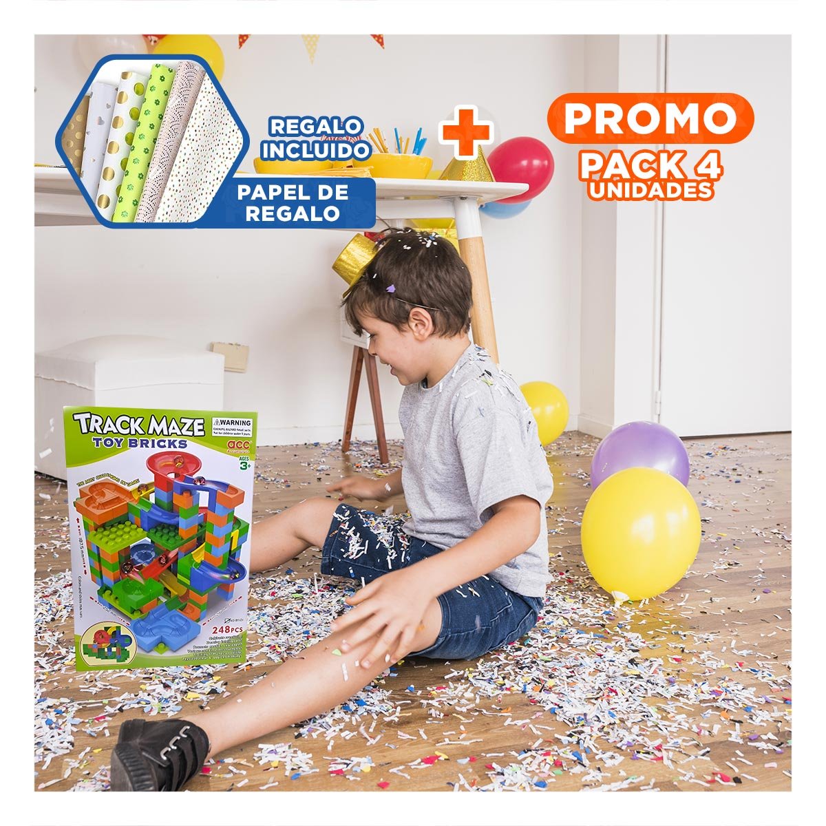 PACK4 TRAYECTO CANICAS 248 PIEZAS PARA JUEGO SEGURO Y ACTIVO YPAPEL REGALO - 1