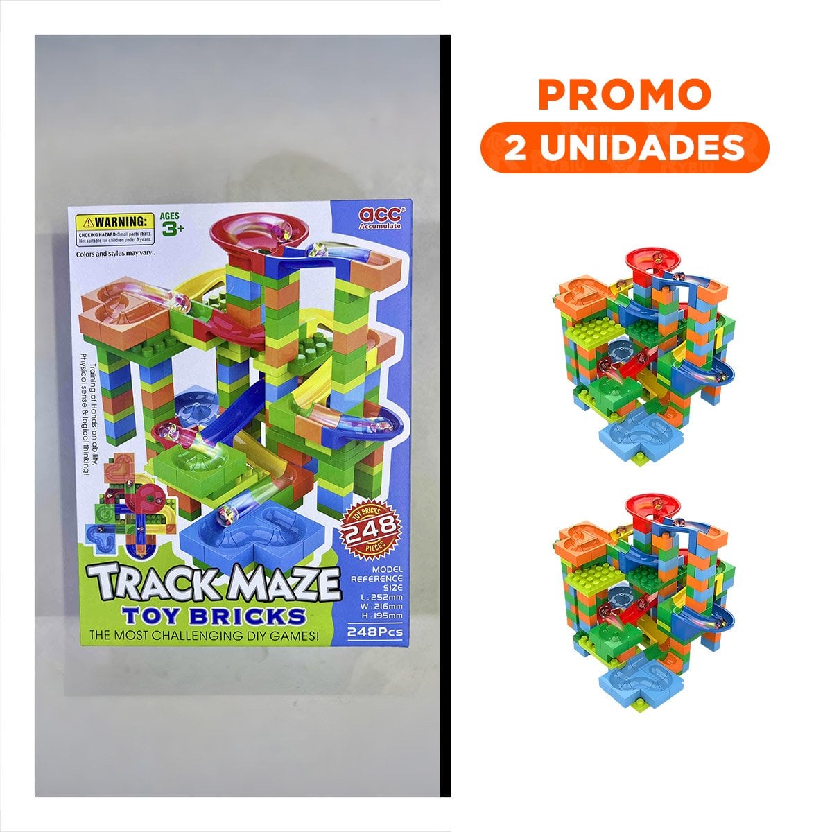 PACK2 CIRCUITO CANICAS 248 PIEZAS PARA ACTIVIDAD CREATIVA Y JUEGO - 1