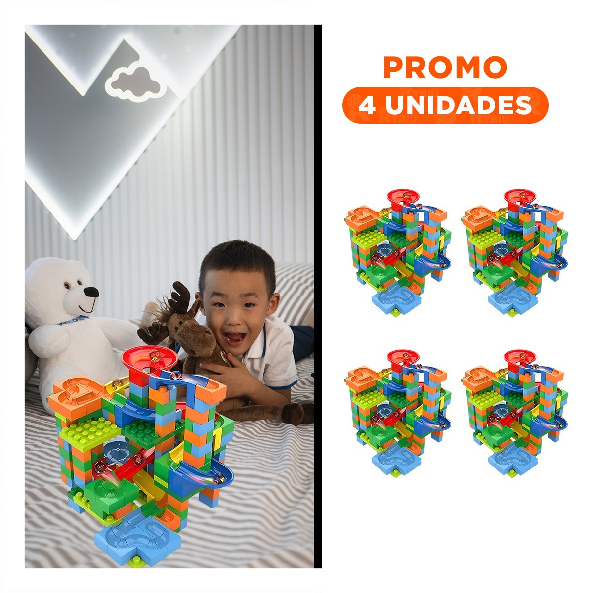 PACK4 TRAYECTO CANICAS 248 PIEZAS PARA ACTIVIDAD CREATIVA Y DIVERSION YREGALO STICKER - 1