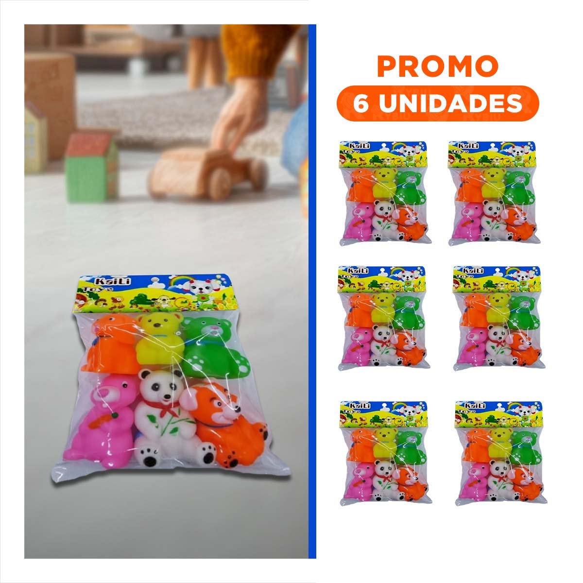 PACK6 SET MULTICOLOR DE ANIMALES 6 PIEZAS CHILLONES - 1