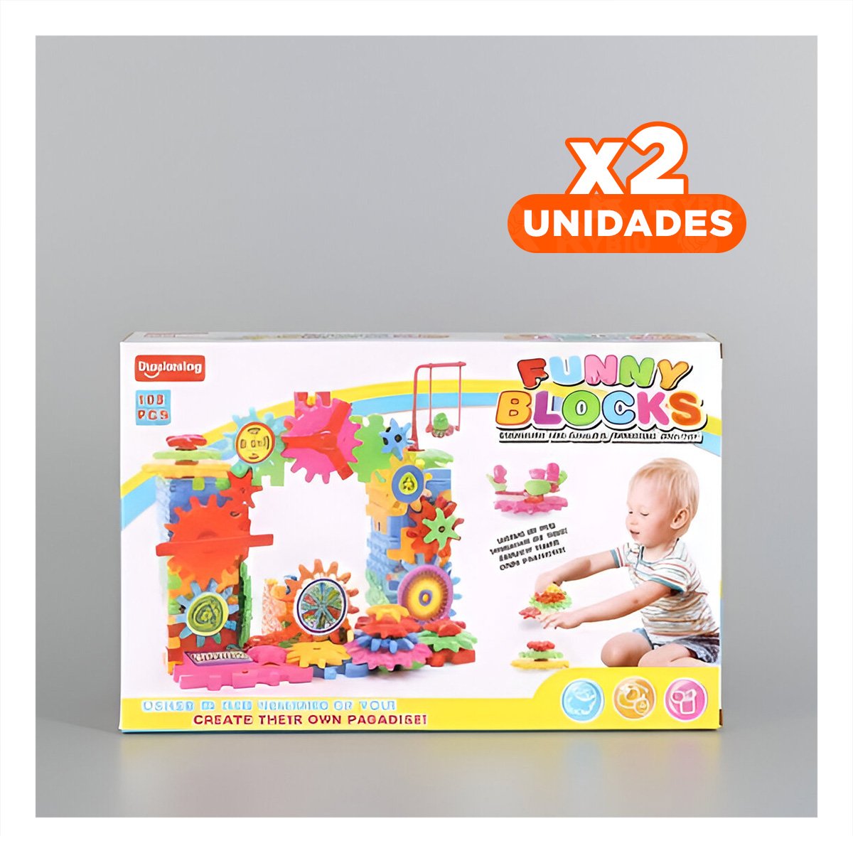 PACK2 SET DE INGENIO DE GRANAJE 108 PIEZAS PARA NIÑOS YREGALO STICKER - 1
