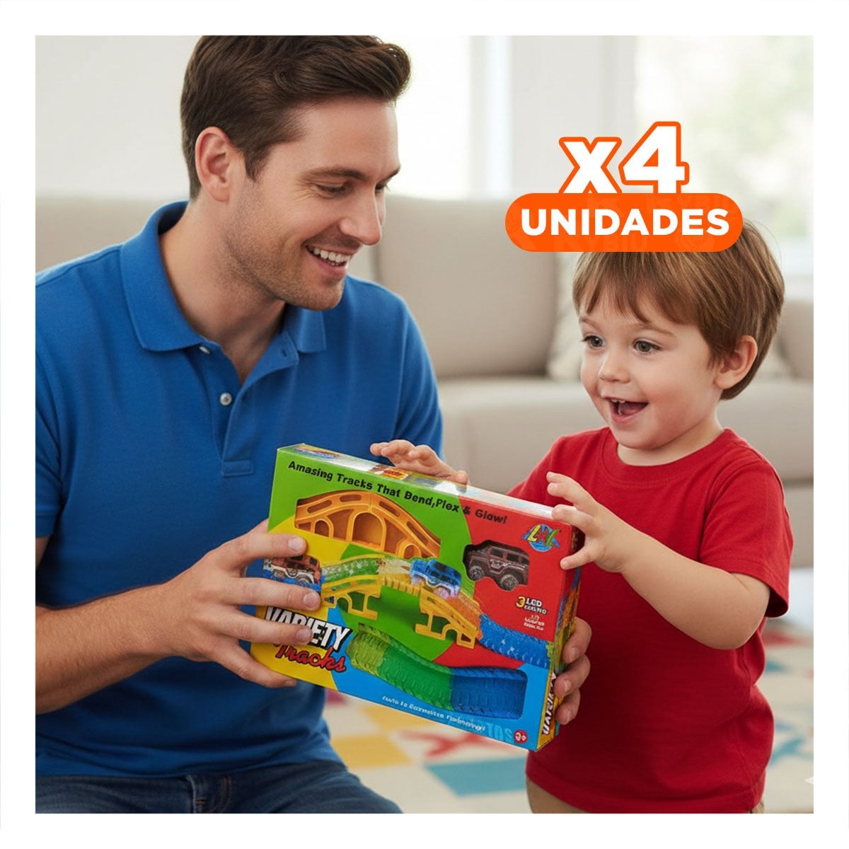 PACK4 CAMINO DE COLORES CON CARRO JUGUETE PARA NIÑOS COLORIDO Y CREATIVO - 1