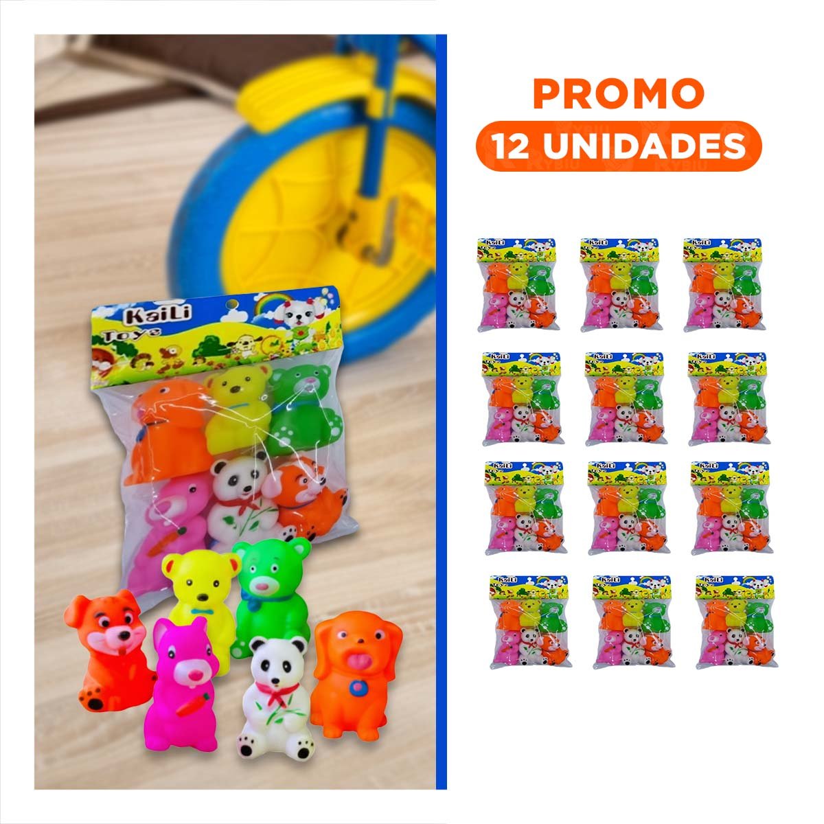 PACK12 PACK MULTICOLOR DE ANIMALES 6 PIEZAS PARA JUEGO YREGALO STICKER - 1