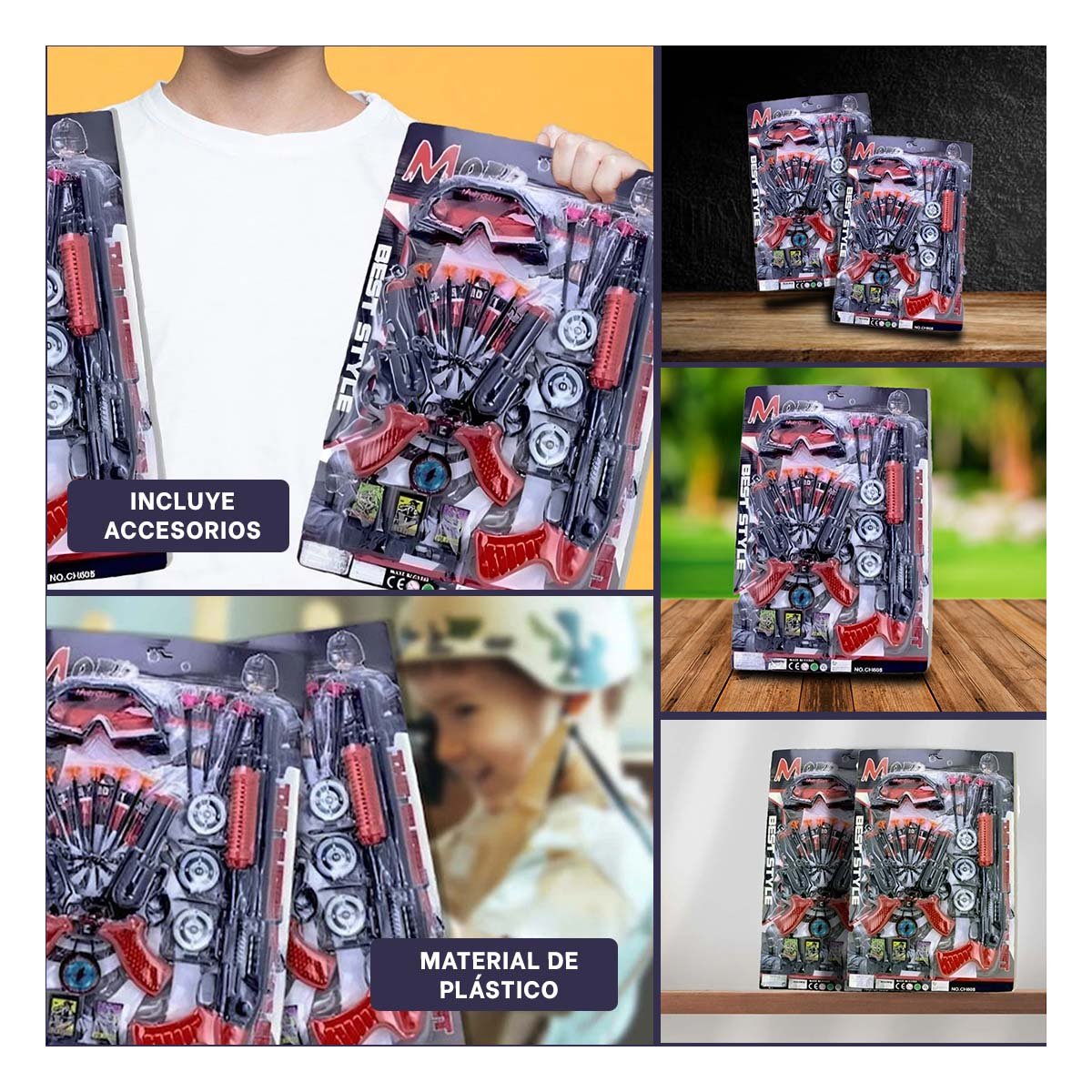 PACK4 COLECCION DE TIRO CON DARDOS Y ACCESORIOS PARA NIÑOS JUEGO YREGALO STICKER - 2