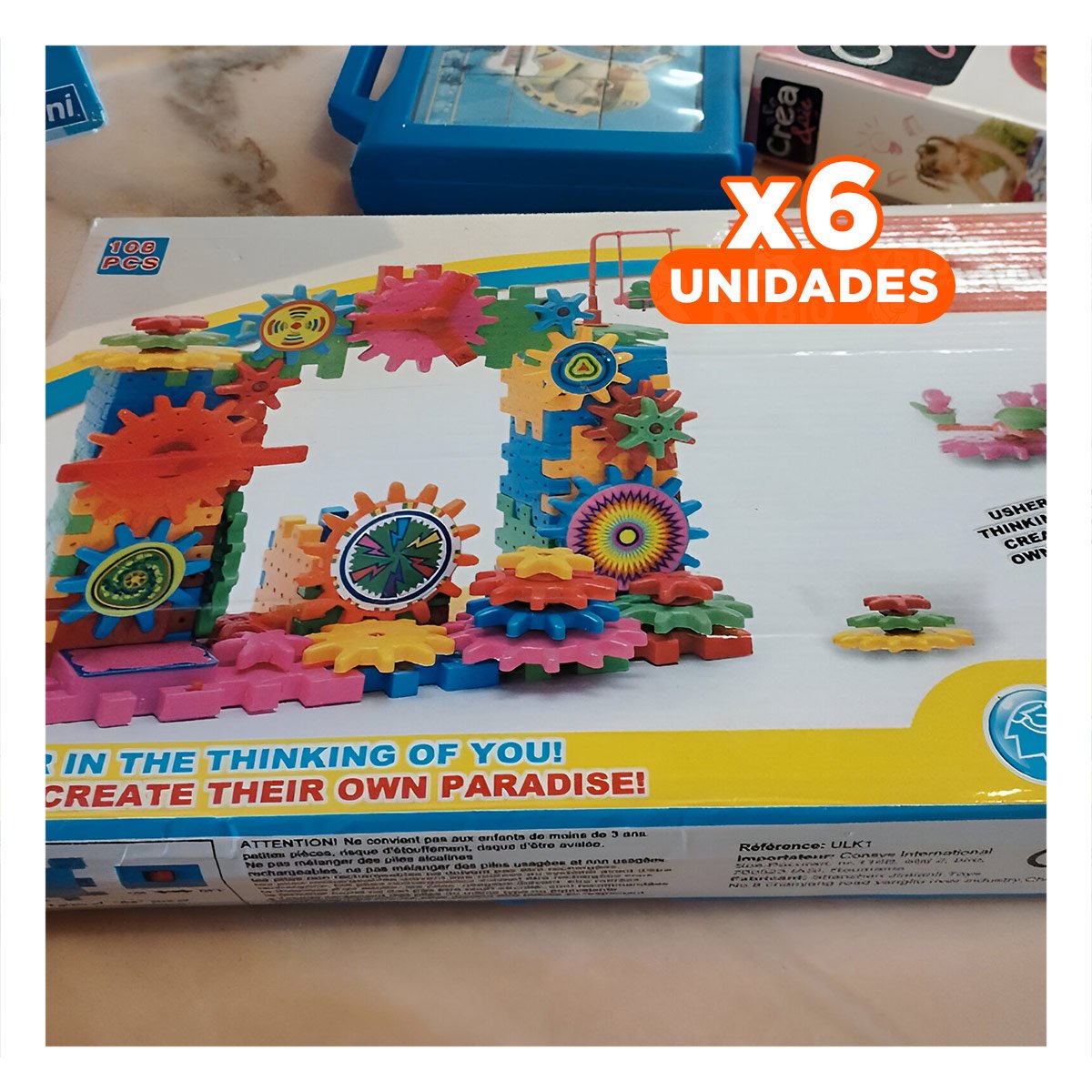 PACK6 KIT DE CONSTRUCCION DE GRANAJE 108 PIEZAS PARA NIÑOS YREGALO STICKER - 1