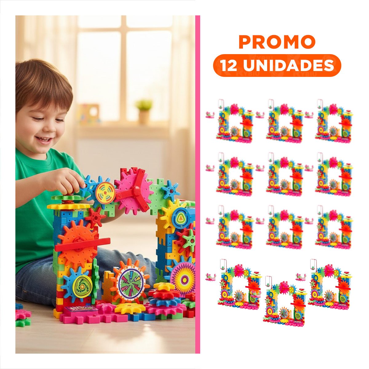 PACK12 DIVERSION DE CONSTRUCCION DE GRANAJE 108 PIEZAS PARA NIÑOS YREGALO STICKER - 1