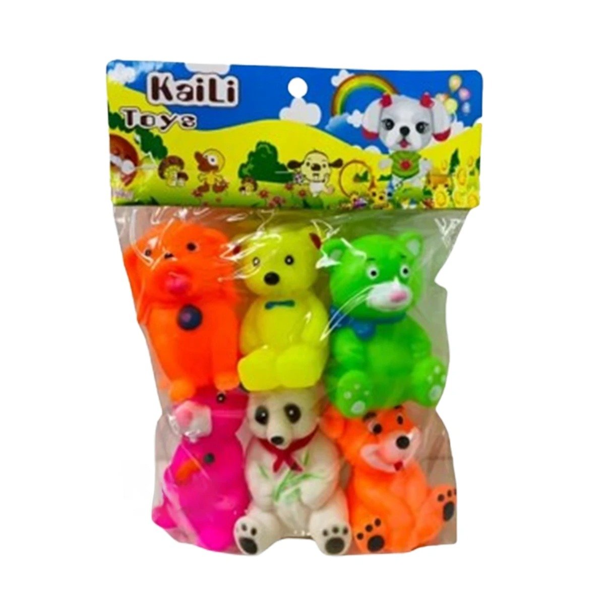 PACK2 JUGUETES EDUCATIVOS DE ANIMALES 6 PIEZAS MULTICOLOR CHILLONES YREGALO STICKER - 2