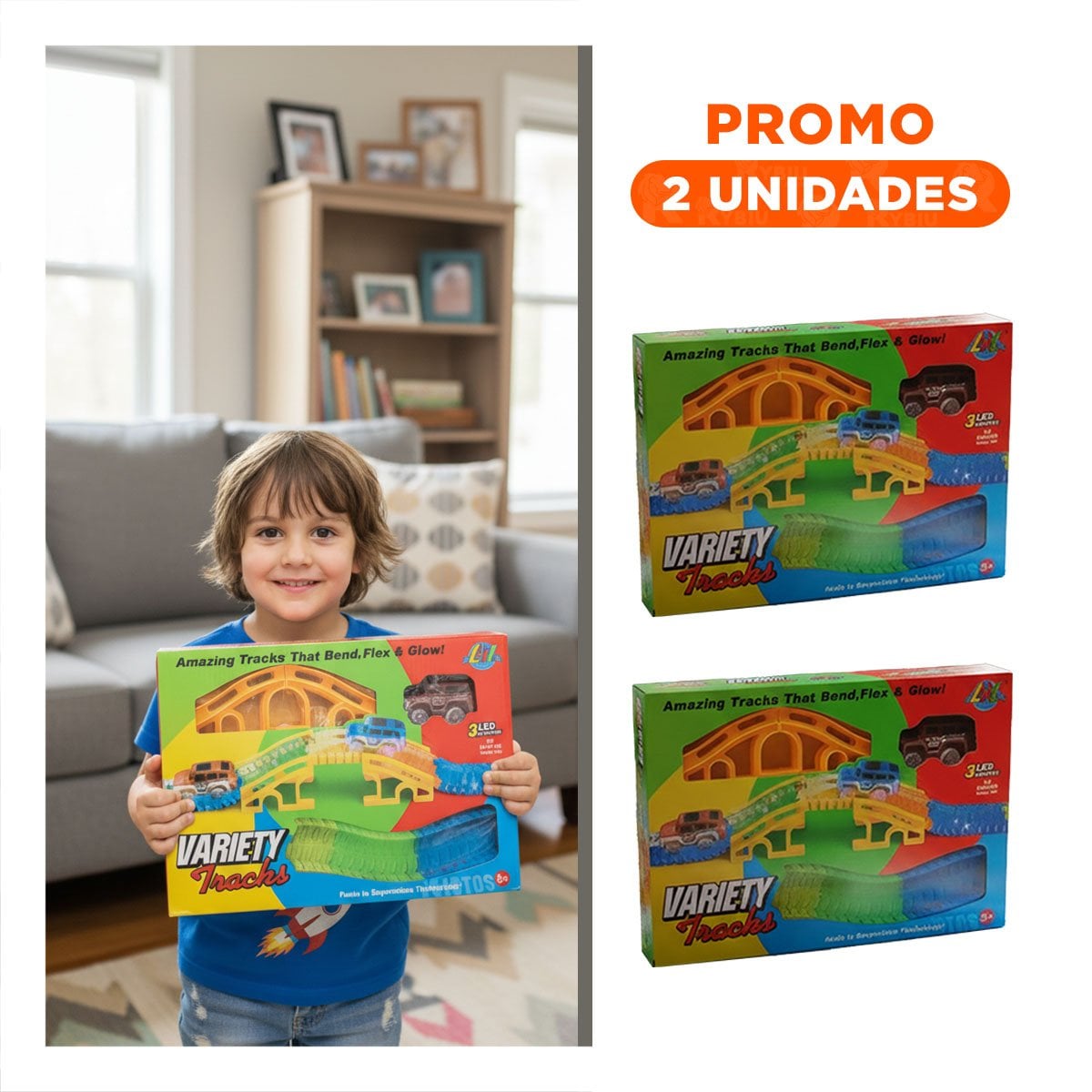 PACK2 CAMINO DE COLORES CON CARRO JUGUETE PARA NIÑOS COLORIDO Y ALEGRE - 1