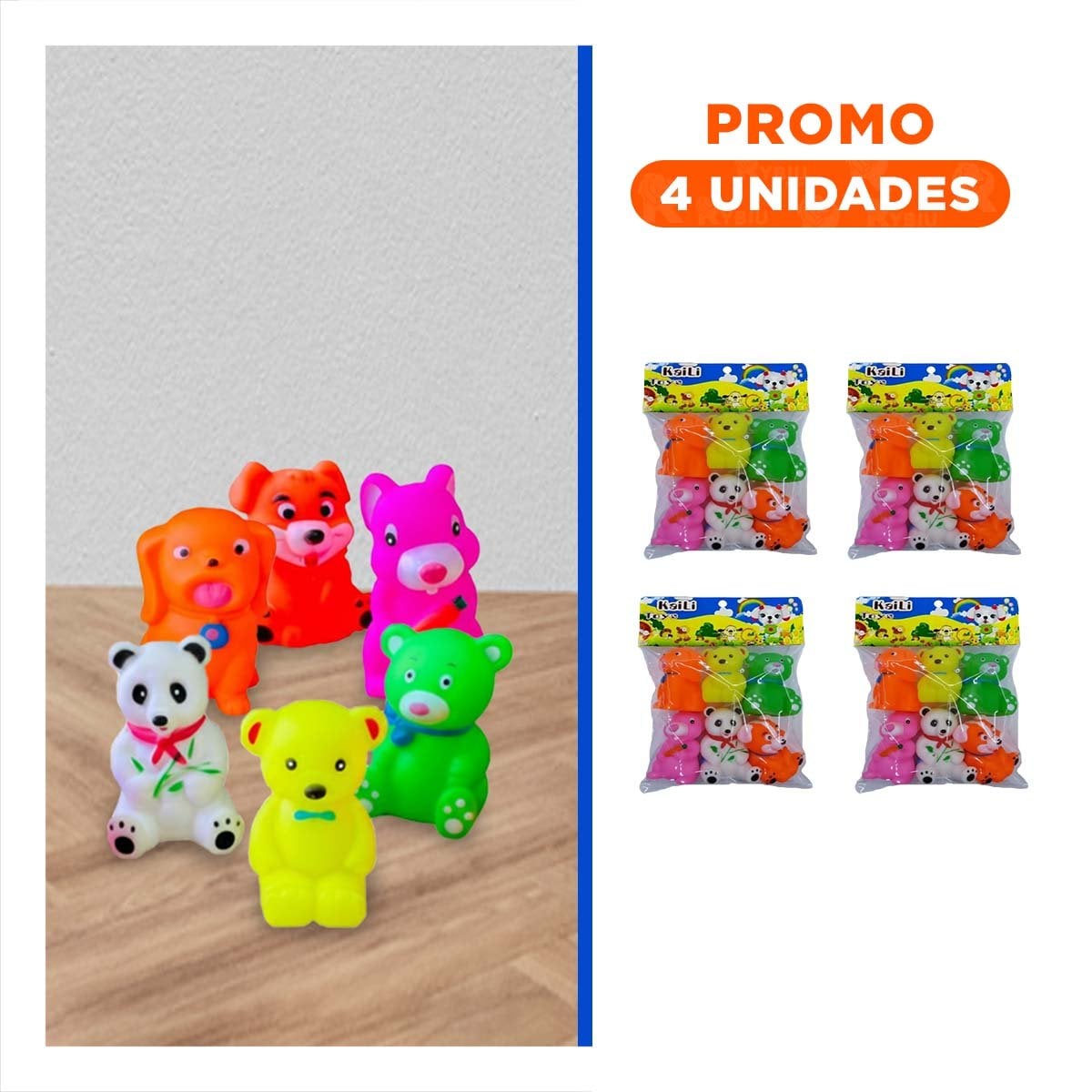 PACK4 SET DIDACTICO DE ANIMALES 6 PIEZAS MULTICOLOR CHILLONES YREGALO STICKER - 1