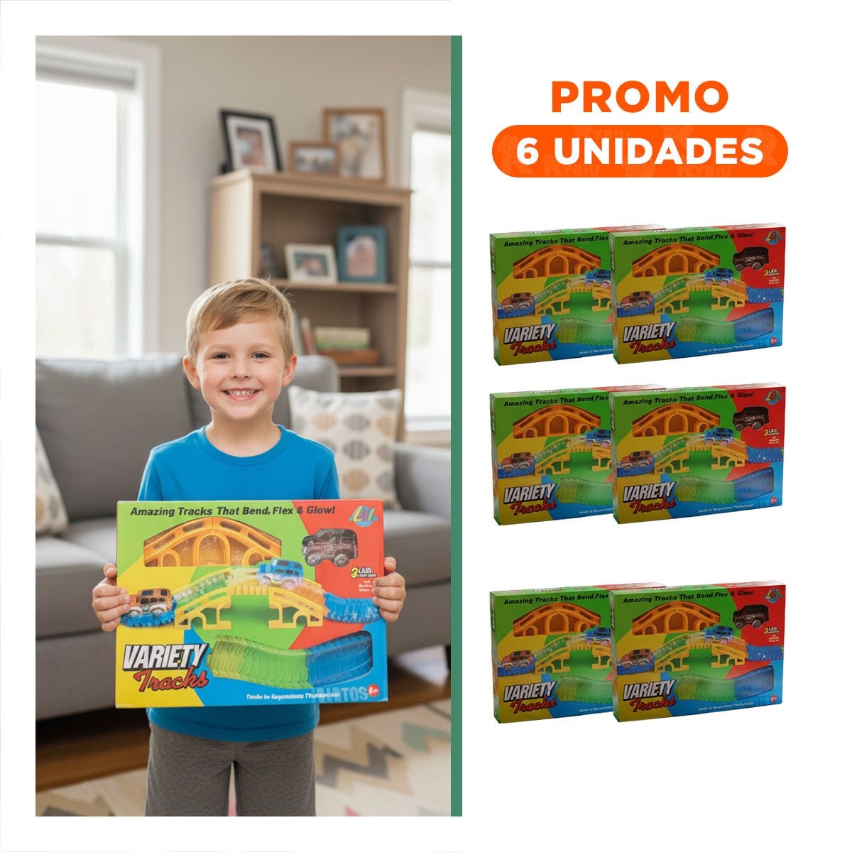 PACK6 PISTA DE COLORES CON CARRO JUGUETE PARA NIÑOS CREATIVO Y ALEGRE - 1