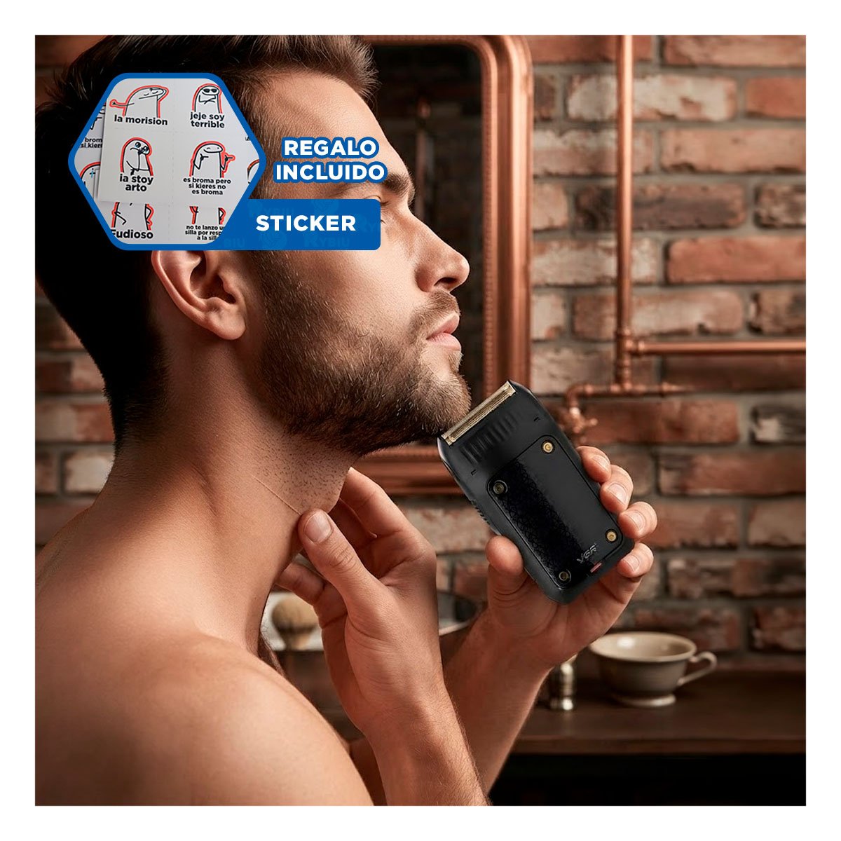 CORTADOR DE AFEITADO INALAMBRICO RECARGABLE EN CASA PARA AFEITADO FACIAL Y REGALO STICKER - 1