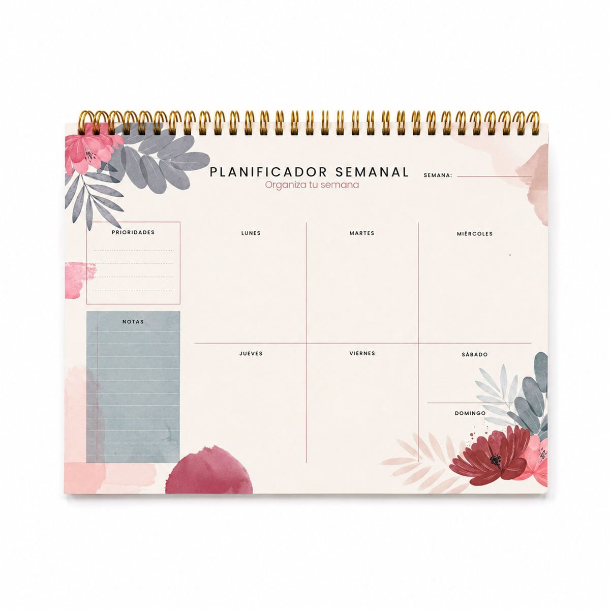 LIBRETA BEIGE PLANIFICADORA CON VISTA SEMANAL DE 50 HOJAS 28X22,5 Y PAPEL REGALO - 1