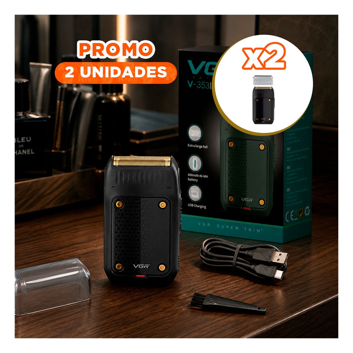 PACK2 MAQUINA DE AFEITADO INALAMBRICO RECARGABLE EN CASA PARA CUIDADO PERSONAL YREGALO STICKER - 1
