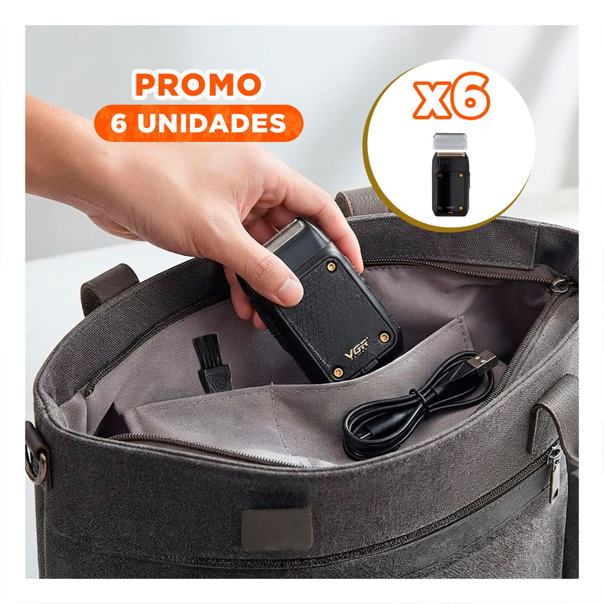 PACK6 PRODUCTO PARA AFEITADO INALAMBRICO RECARGABLE EN CASA CON DISENO COMPACTO YREGALO STICKER - 1