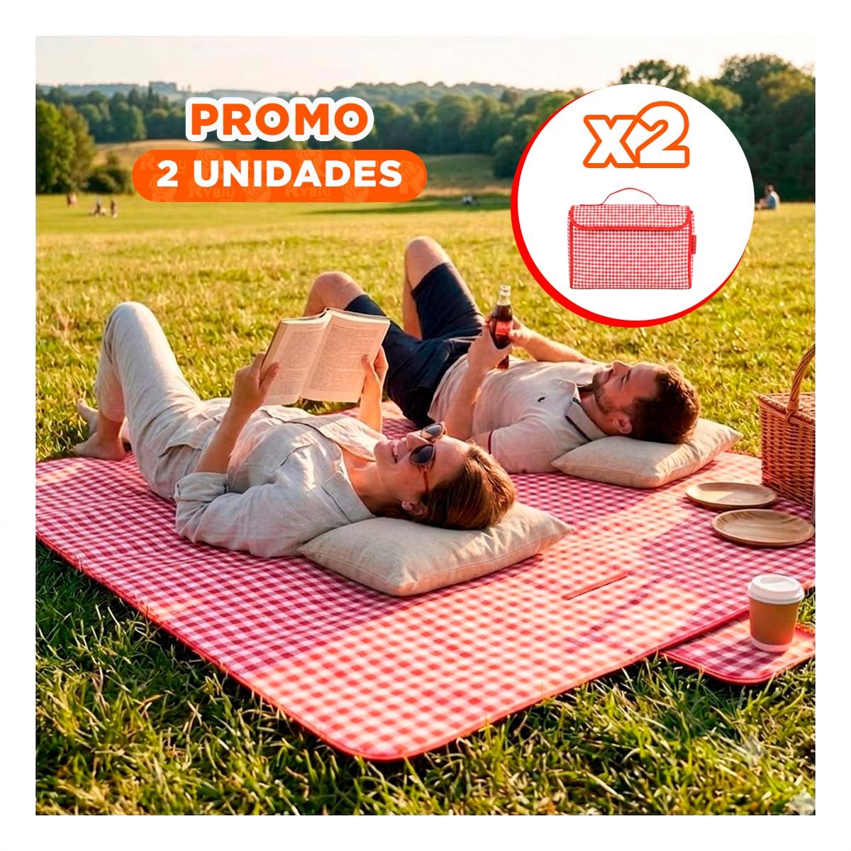 PACK2 FRAZADA PORTATIL PARA USO EN CAMPO TIPO CARTERA 160X200CM YREGALO STICKER - 1
