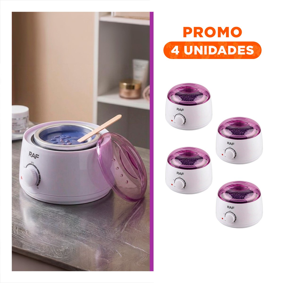 PACK4 CALDERO PARA USO ESTETICO CON CERA COLOR BLANCO YREGALO STICKER - 1
