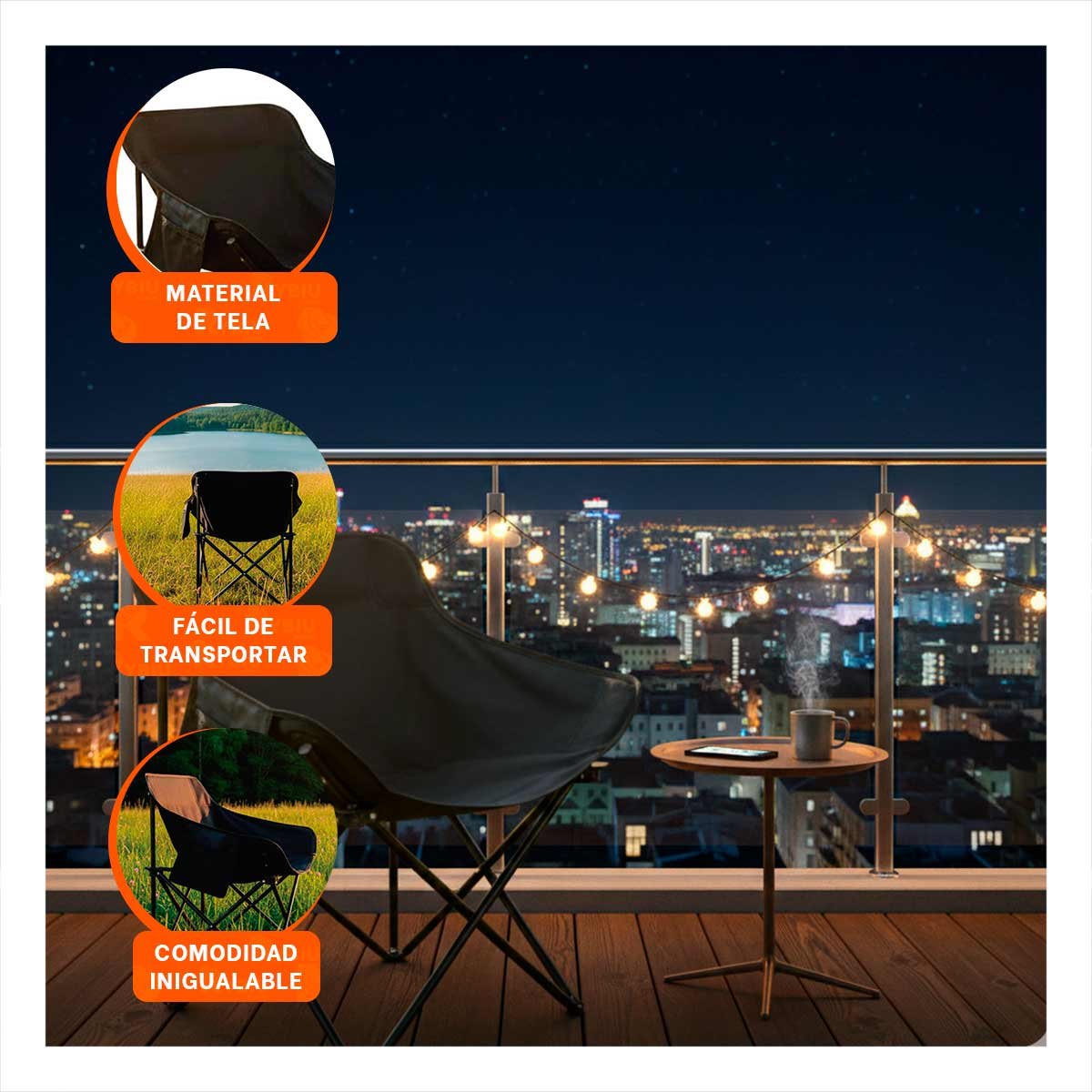 SILLA LIGERA PLEGABLE CAMPING PORTATIL 40X70CM ESTABLE Y CONFIABLE YLIGAS REGALO - 2