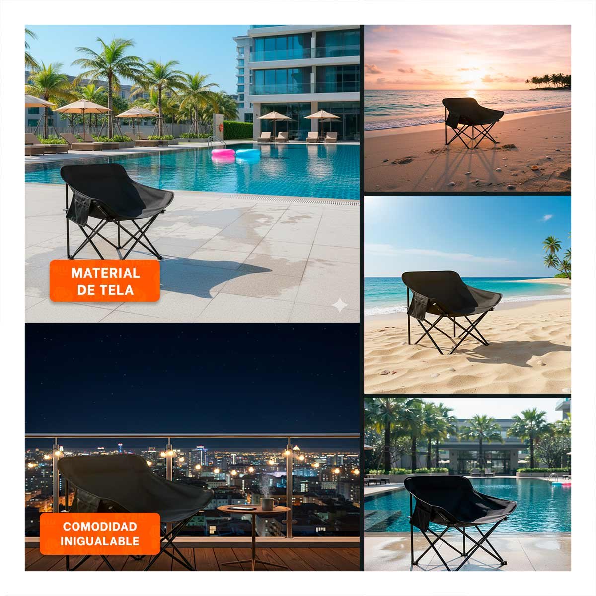 SILLA LIGERA PLEGABLE CAMPING PORTATIL 40X70CM ESTABLE Y CONFIABLE YLIGAS REGALO - 5