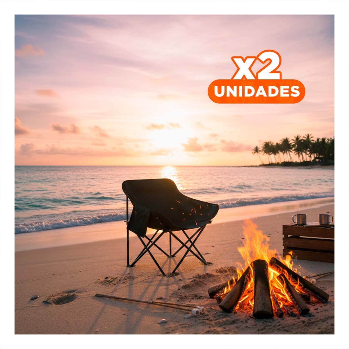PACK2 ASIENTO COMPACTO CAMPING PORTATIL 40X70CM ESTABLE Y COMODO YREGALO STICKER - 1