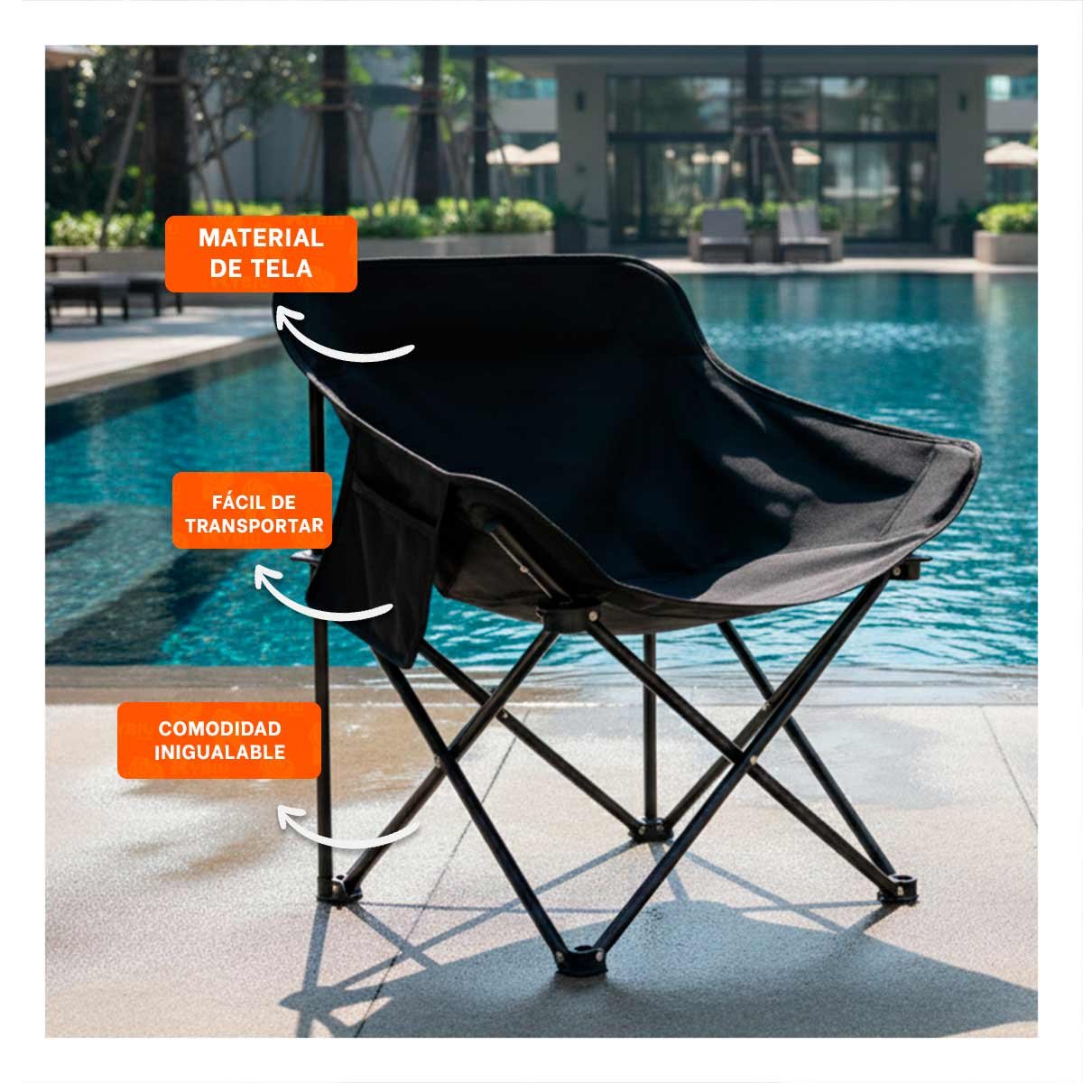 ASIENTO COMPACTO CAMPING PORTATIL 40X70CM DURADERO Y COMODO YREGALO STICKER - 5