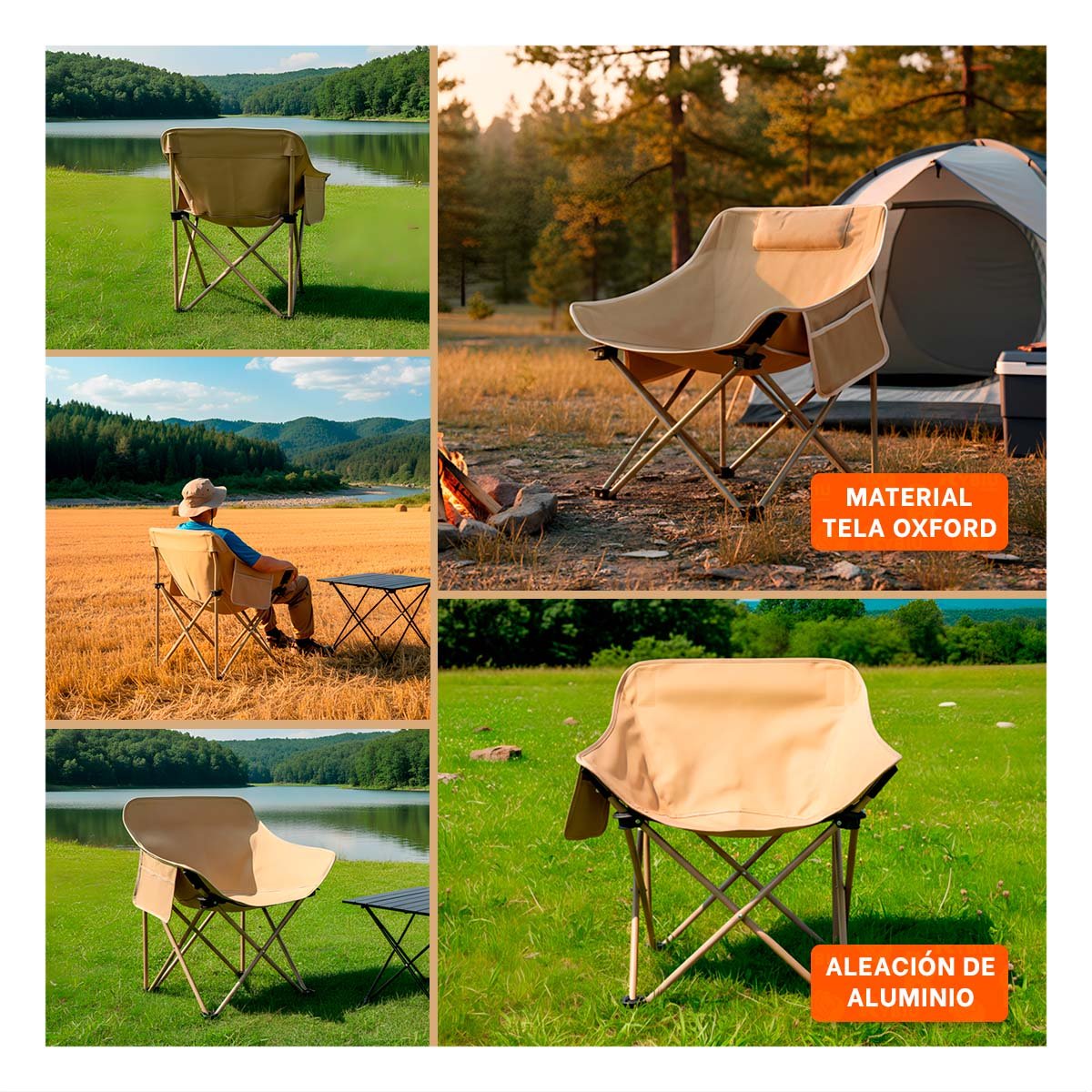 PACK2 BUTACA PORTATIL CAMPING PLEGABLE 40X70CM DURADERA Y CONFIABLE YPAPEL REGALO - 3