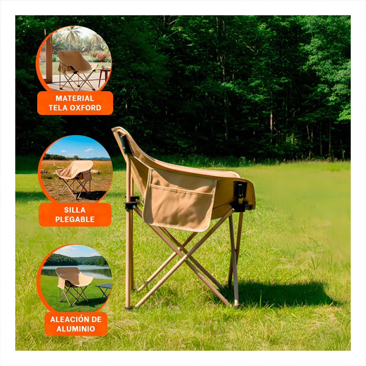 PACK2 BUTACA PORTATIL CAMPING PLEGABLE 40X70CM DURADERA Y CONFIABLE YPAPEL REGALO - 5