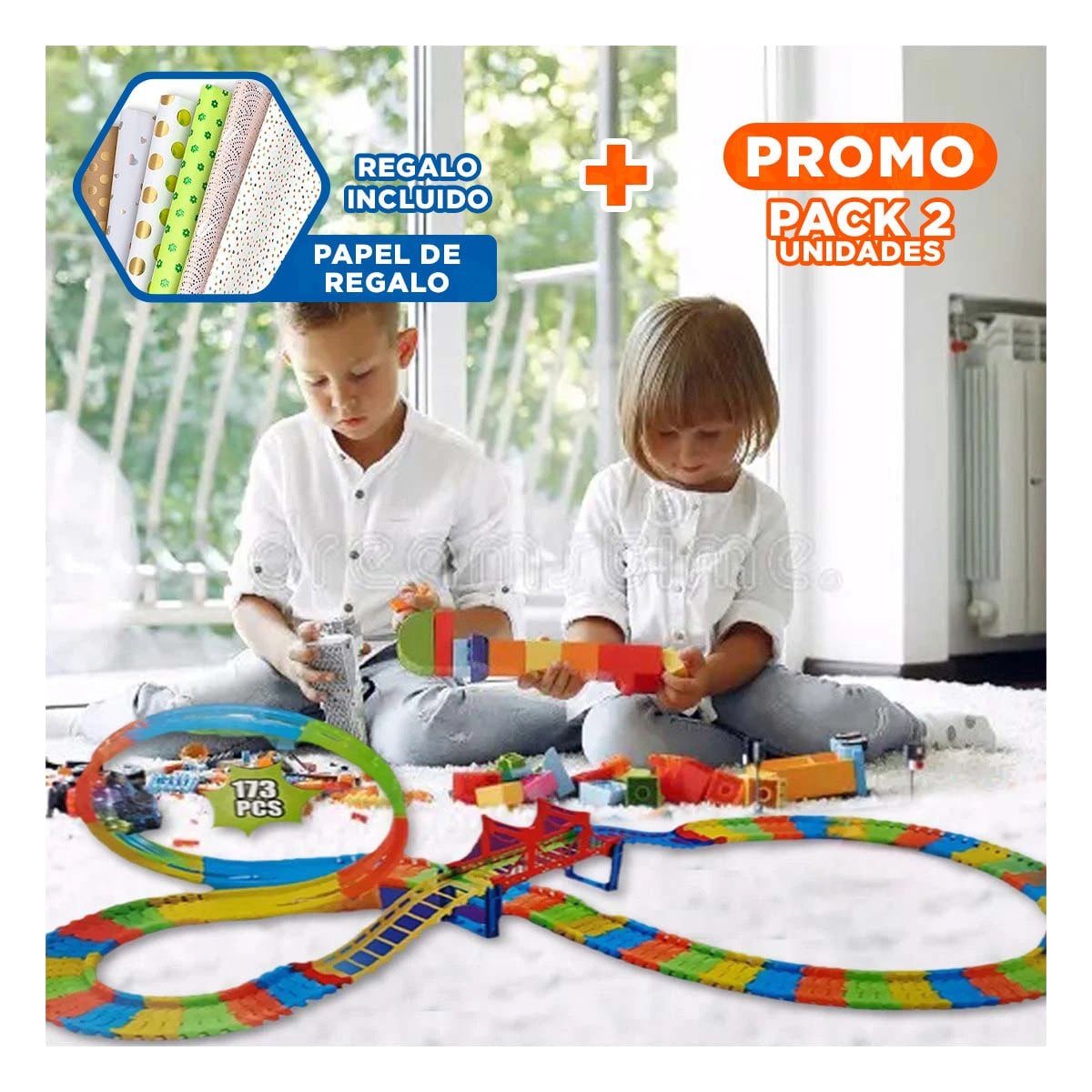 PACK2 RUTA DE JUEGO CON MINI CARRO PARA CASA DIVERSION CREATIVA EN CAJA YREGALO STICKER - 1