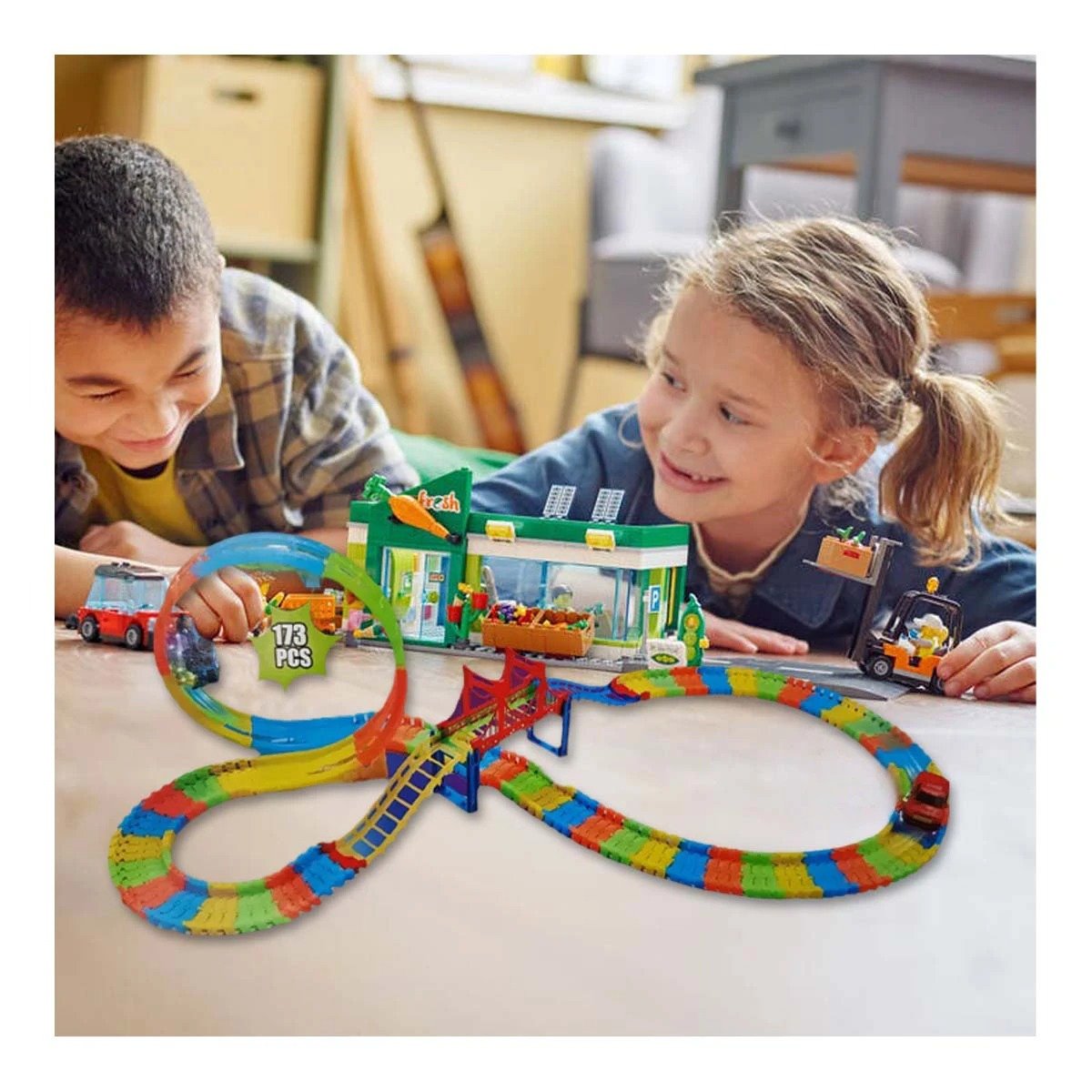 PACK2 RUTA DE JUEGO CON MINI CARRO PARA CASA DIVERSION CREATIVA EN CAJA YREGALO STICKER - 5