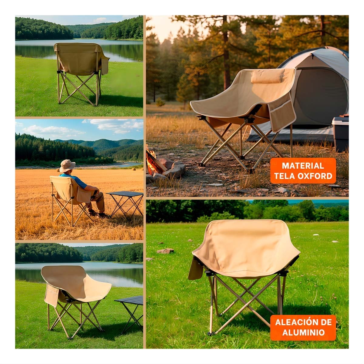SILLA LIGERA PLEGABLE CAMPING PORTATIL 40X70CM ESTABLE Y CONFIABLE YLIGAS REGALO - 5