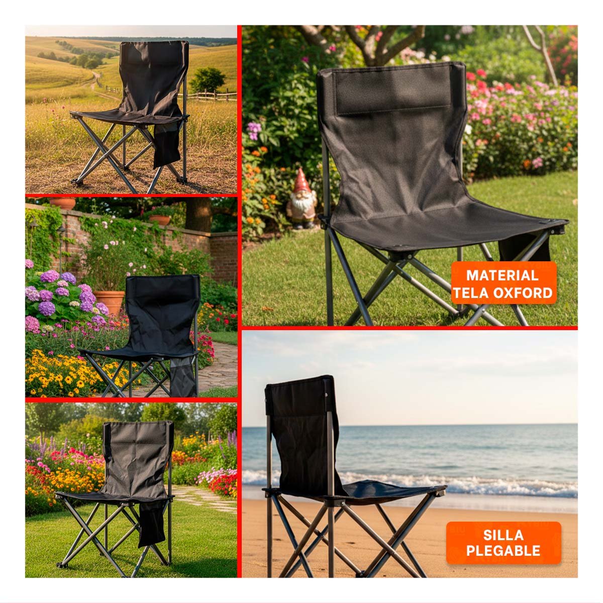 SILLA DE VIAJE LIGERA 36X60CM FIRME Y DURADERA YLIGAS REGALO - 5