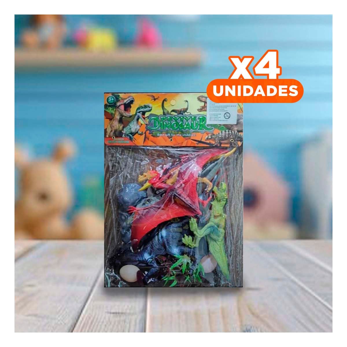 PACK4 SORPRESA DE DINOSAURIOS CON HUEVO Y ACCESORIOS EN BOLSA PARA JUEGO - 1