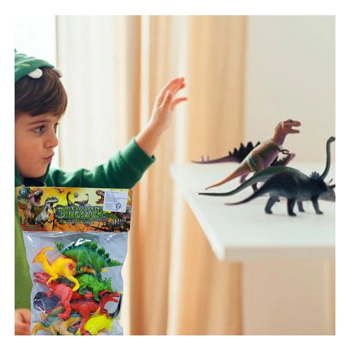 PACK12 DETALLE DE DINOSAURIOS CON ACCESORIOS EN BOLSA PARA DIVERSION YPAPEL REGALO - 5