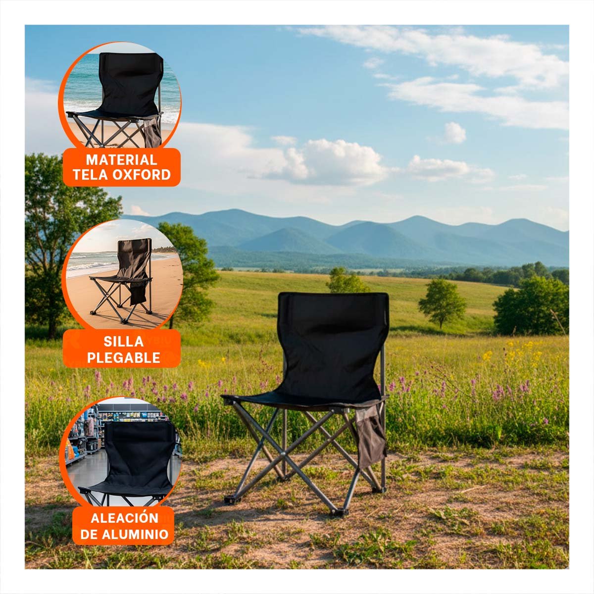 PACK2 ASIENTO DE CAMPO PLEGABLE 36X60CM FIRME Y CÓMODO YPAPEL REGALO - 5