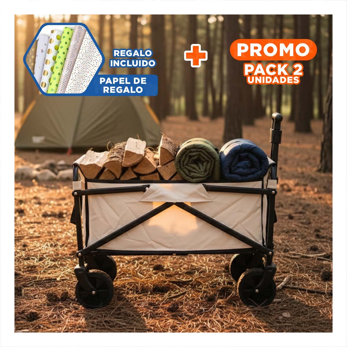 PACK2 CADDY LIGERO PORTATIL 67X70X39CM DURADERO Y CONFIABLE YPAPEL REGALO - 1