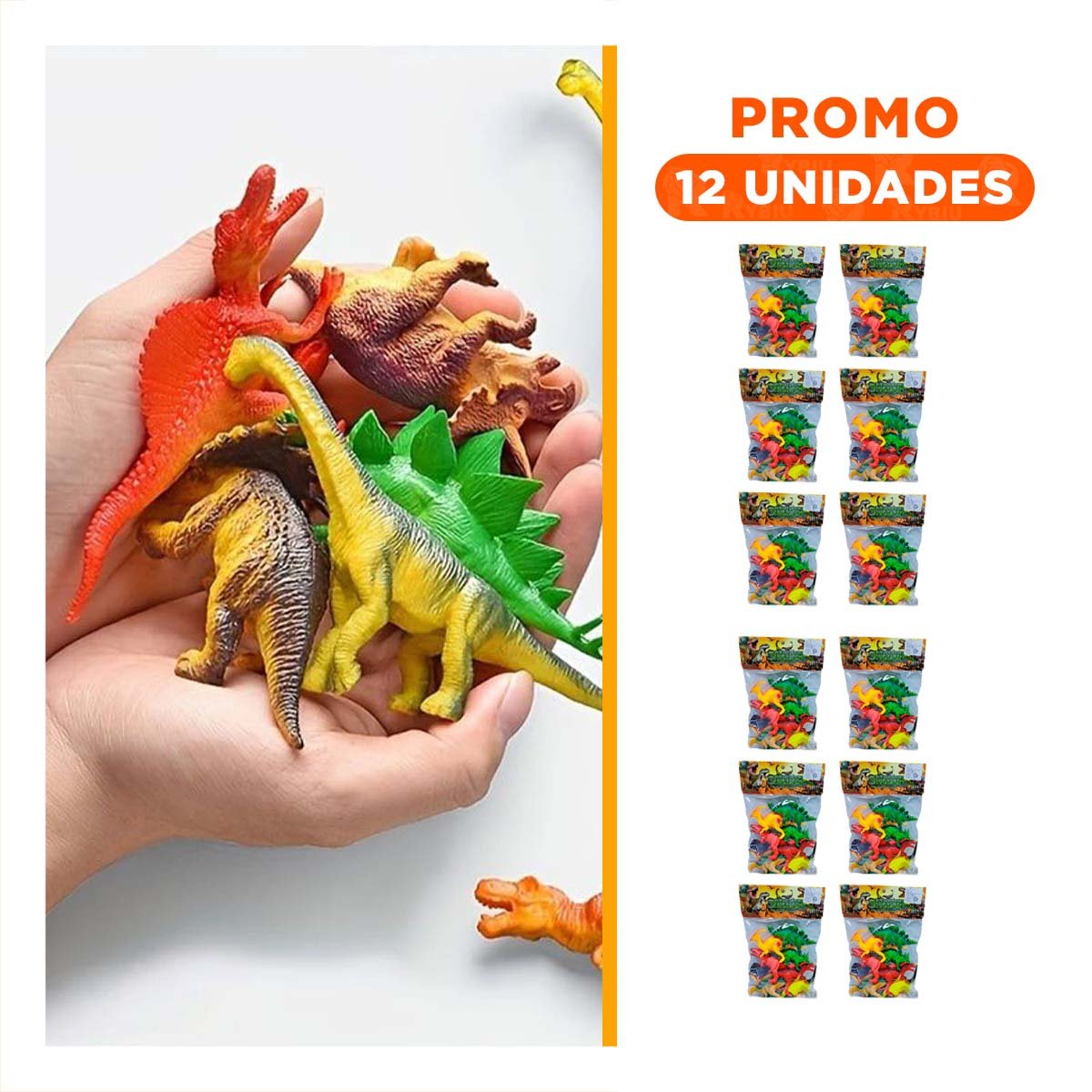 PACK12 EDICION DE DINOSAURIOS CON ACCESORIOS EN BOLSA PARA JUEGO CREATIVO YREGALO STICKER - 1