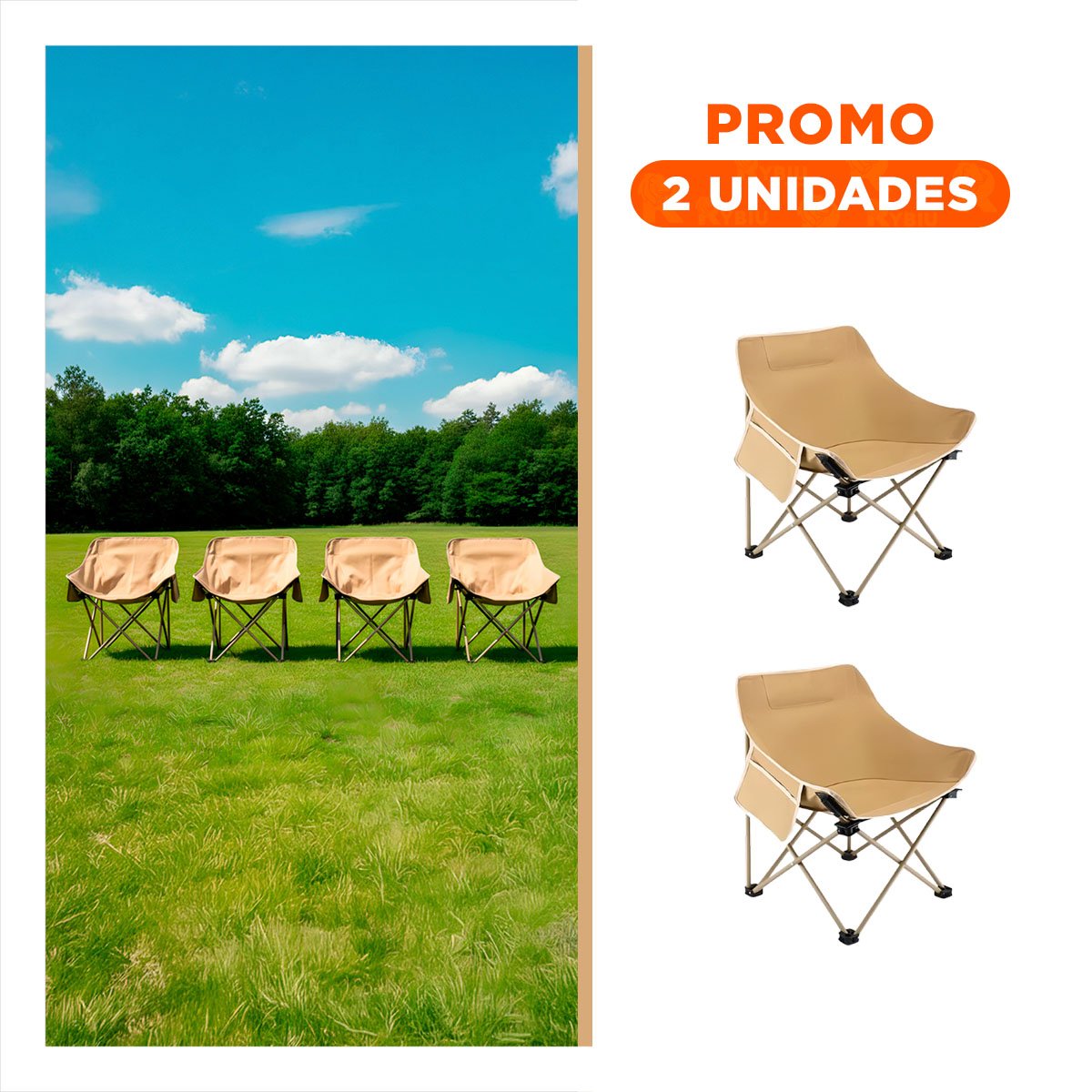 PACK2 SILLA OUTDOOR CAMPING PORTATIL 40X70CM FIRME Y LIGERA - 1