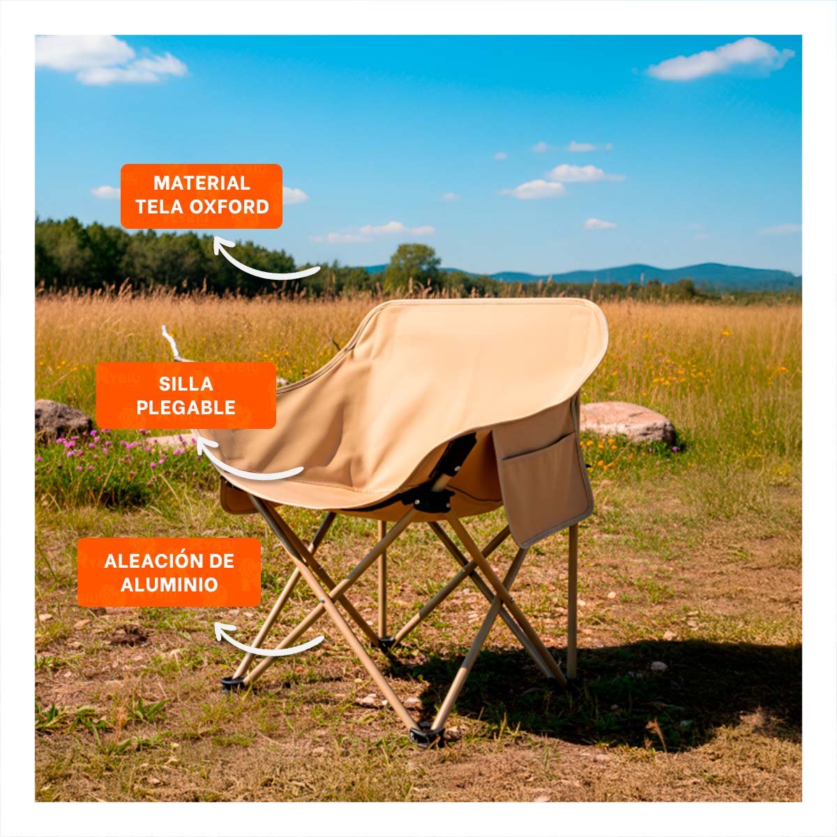 PACK2 SILLA OUTDOOR CAMPING PORTATIL 40X70CM FIRME Y LIGERA - 5