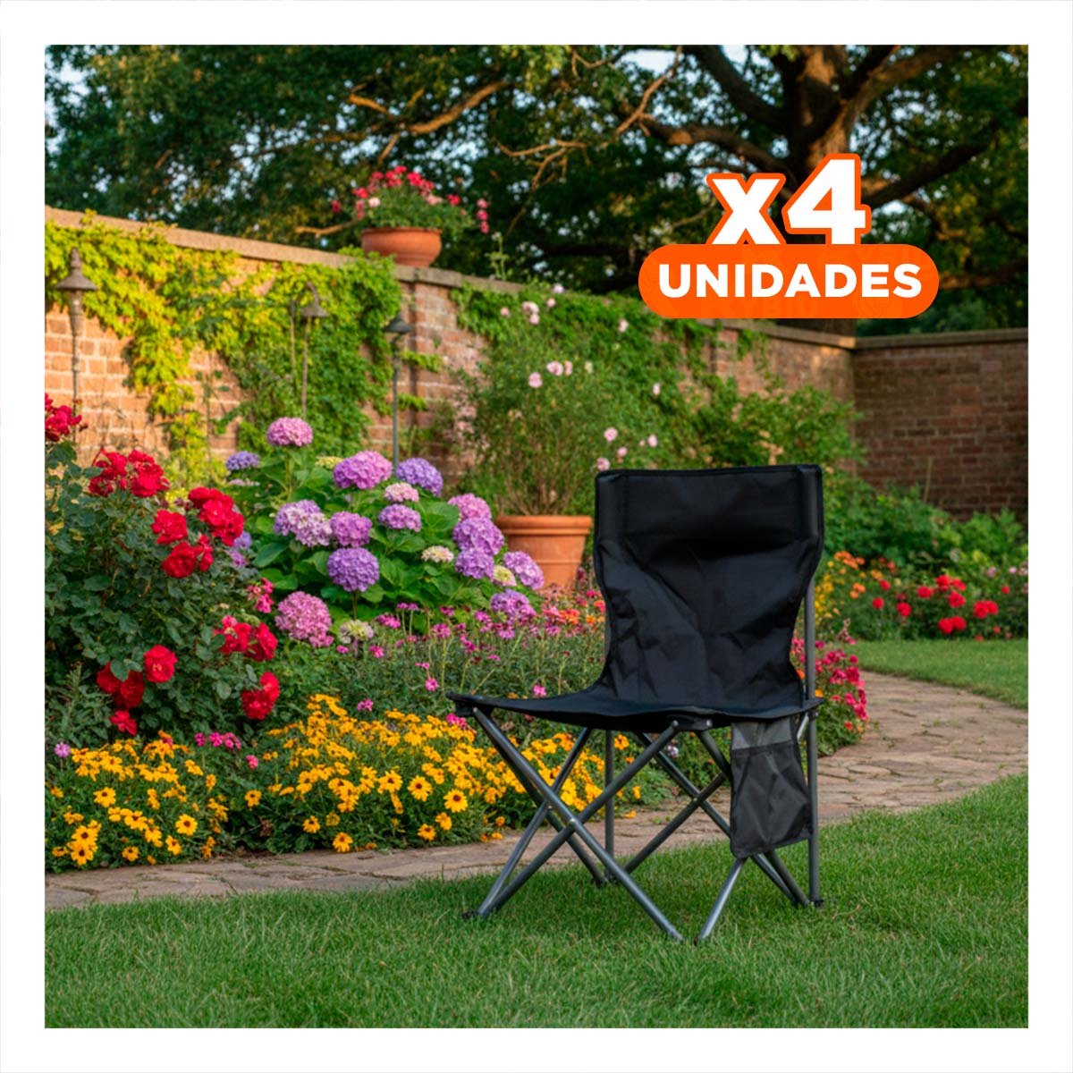 PACK4 BANCO PORTATIL CAMPING 36X60CM RESISTENTE Y CONFIABLE - 1