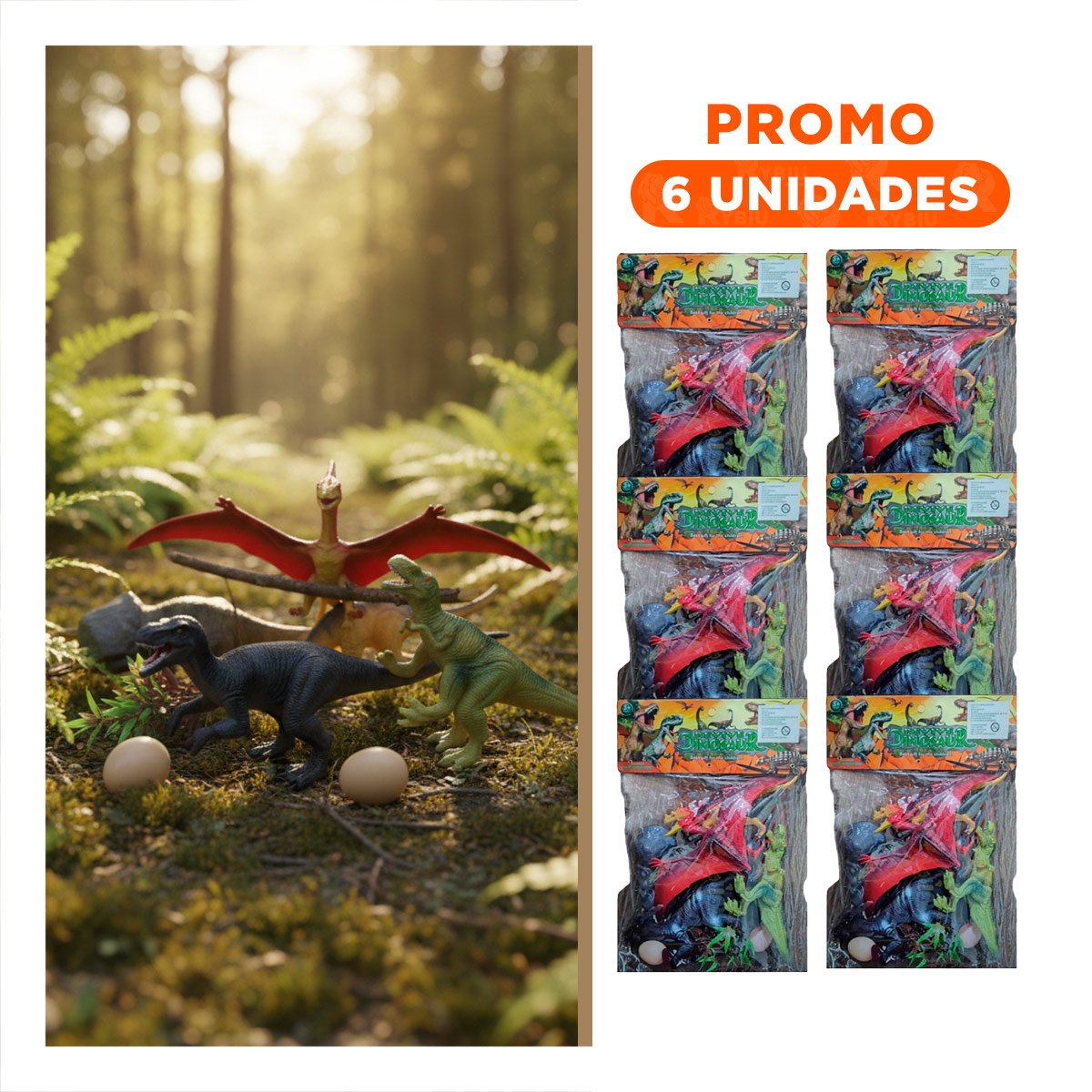 PACK6 MUNDO DE DINOSAURIOS CON HUEVO Y ACCESORIOS EN BOLSA PARA DIVERSION - 1