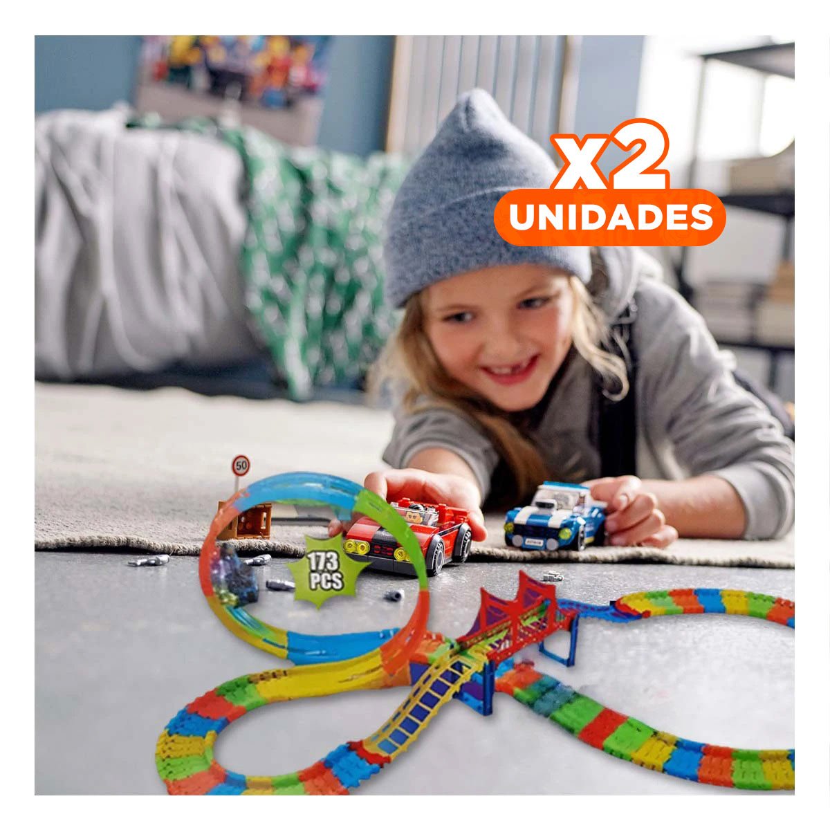 PACK2 TRAYECTO DE JUEGO CON MINI CARRO PARA HOGAR DIVERSION Y JUEGO CREATIVO YPAPEL REGALO - 1