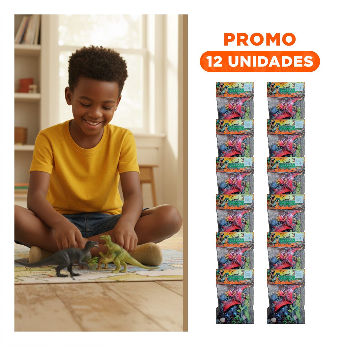 PACK12 CREATIVIDAD DE DINOSAURIOS CON HUEVO Y ACCESORIOS EN BOLSA PARA JUEGO YREGALO STICKER - 1