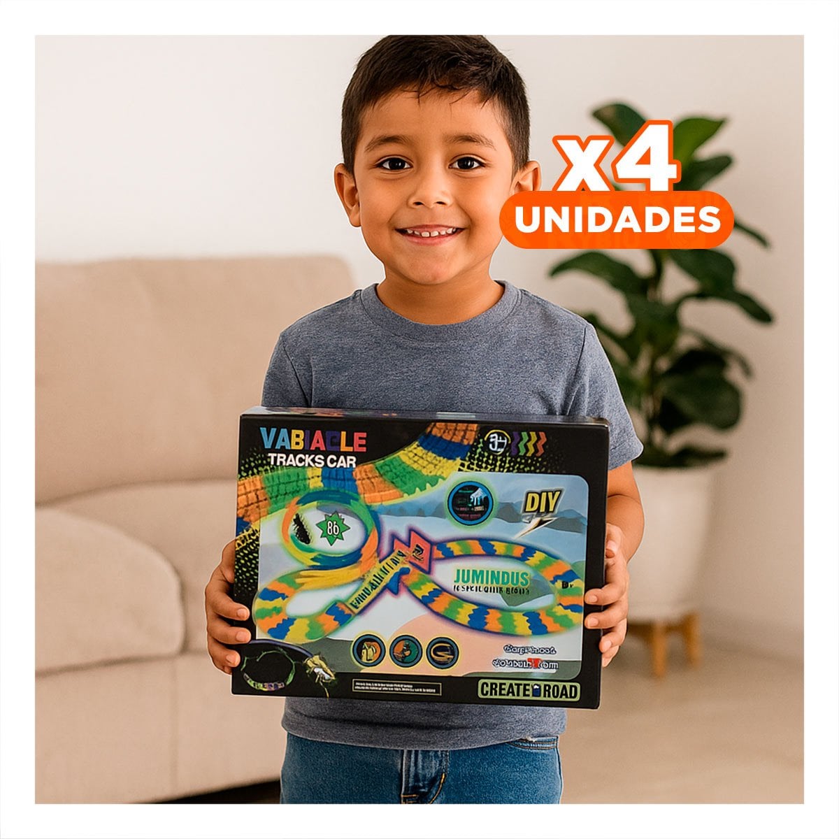 PACK4 RECORRIDO DE JUEGO CON MINI CARRO PARA HOGAR JUEGO CREATIVO Y DIVERSION - 1