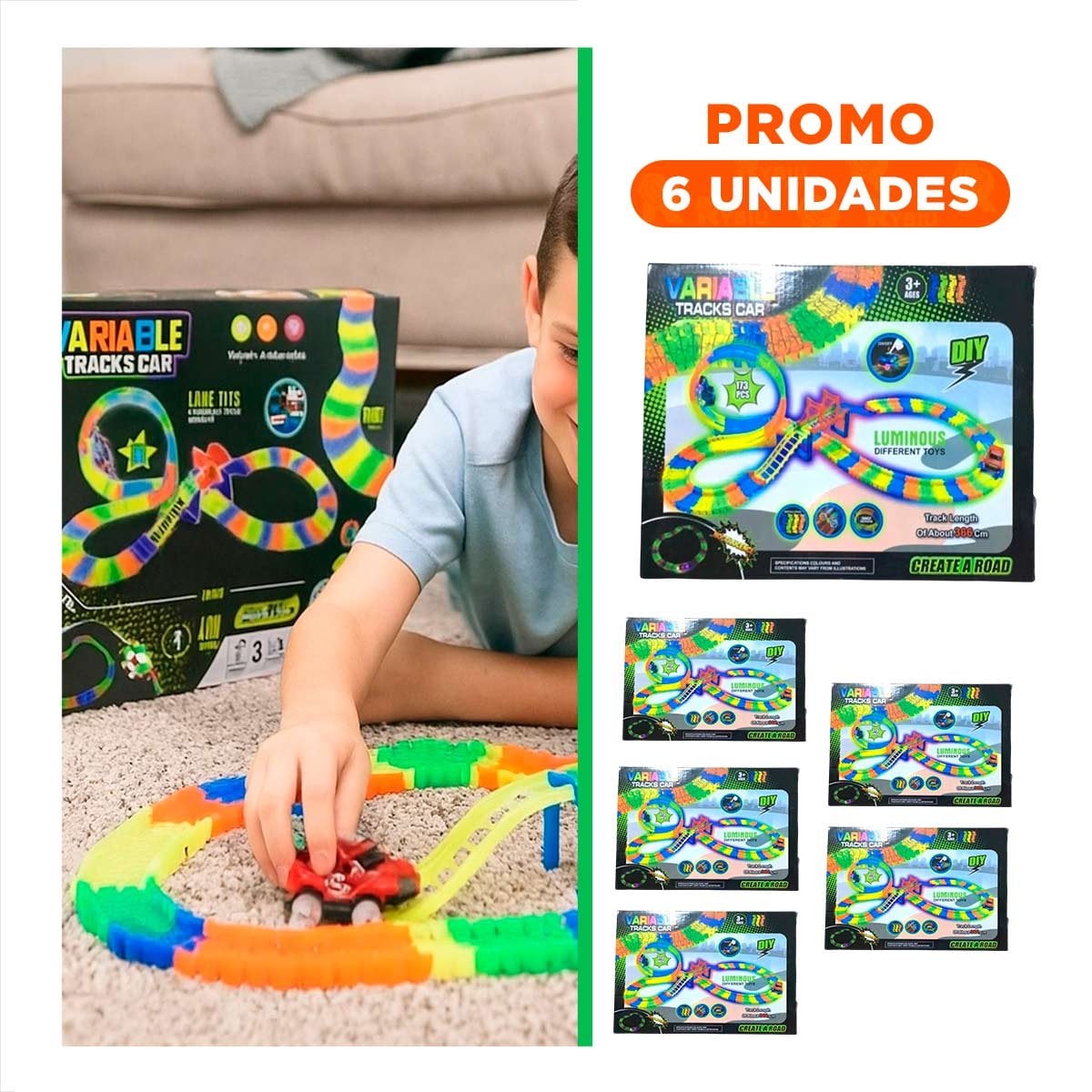 PACK6 SET DE CIRCUITO CON MINI CARRO PARA HOGAR DIVERSION Y JUEGO ACTIVO - 1