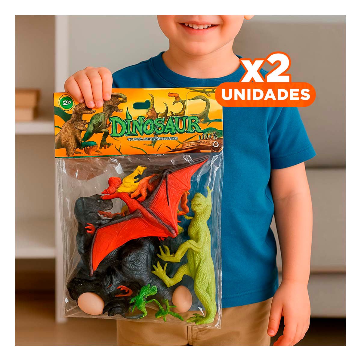 PACK2 CONTENIDO DE DINOSAURIOS CON HUEVO Y ACCESORIOS EN BOLSA PARA REGALO YREGALO STICKER - 1