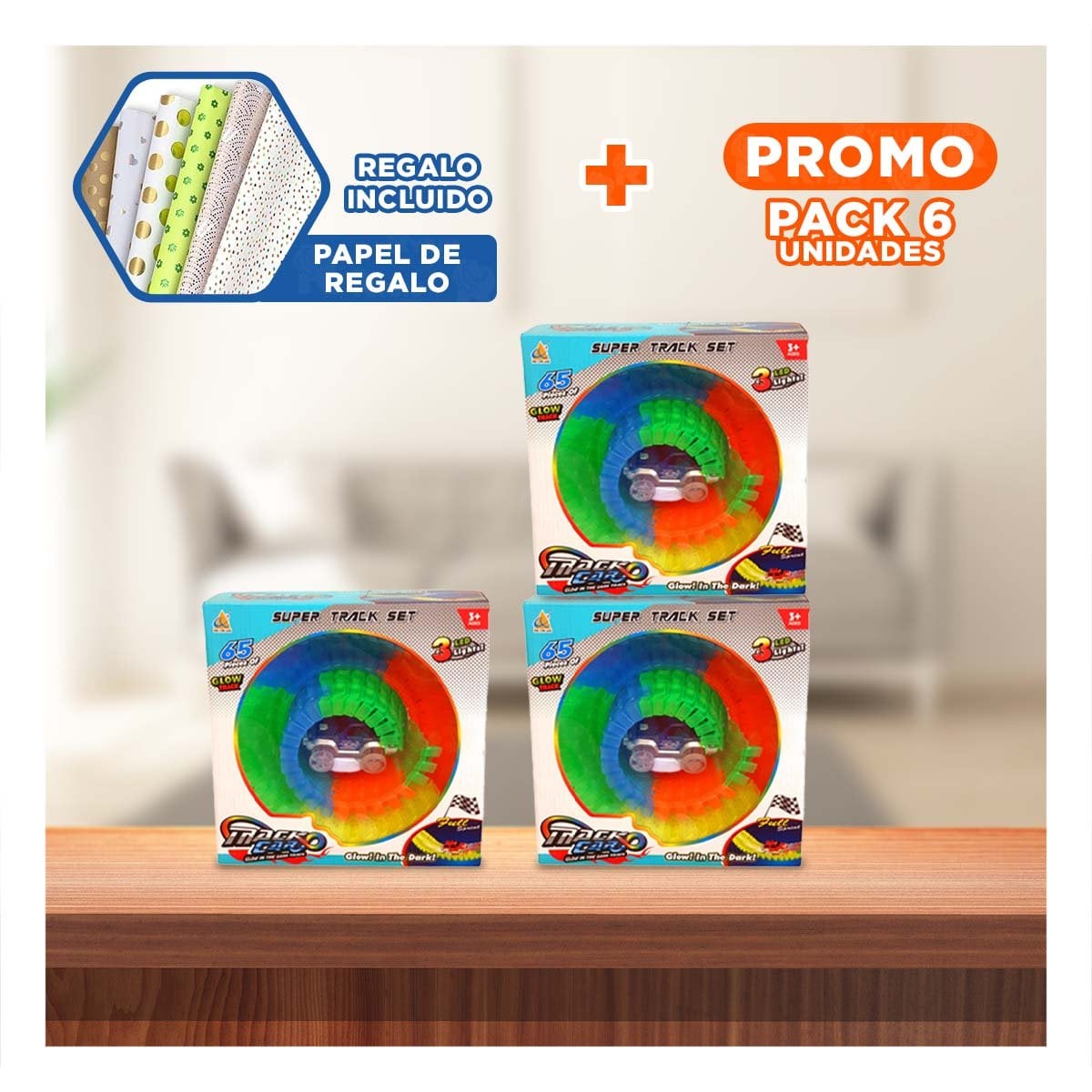 PACK6 COMPOSICION LUMINOSO NAVIDAD DECORACION LED BLANCO PARA HOGAR Y CASA YPAPEL REGALO - 1
