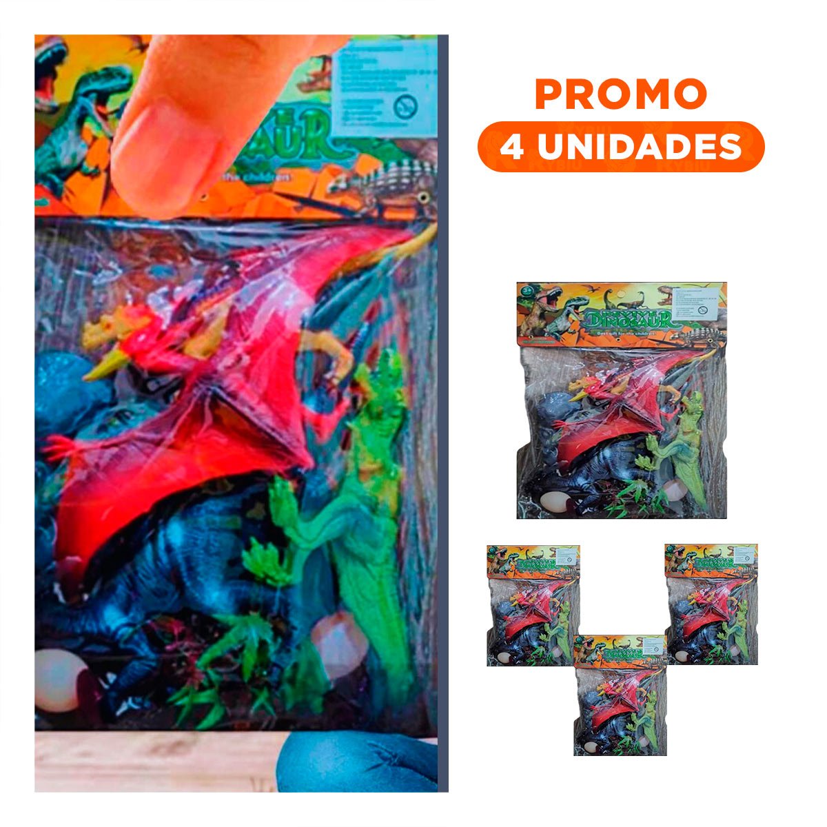 PACK4 ENTRETENIMIENTO DE DINOSAURIOS CON HUEVO Y ACCESORIOS PARA JUEGO YREGALO STICKER - 1