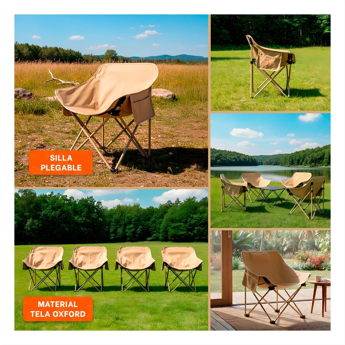 SILLA OUTDOOR CAMPING PORTATIL 40X70CM LIGERA Y DURADERA - 5